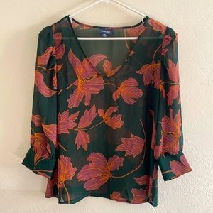 Modcloth sheer floral blouse